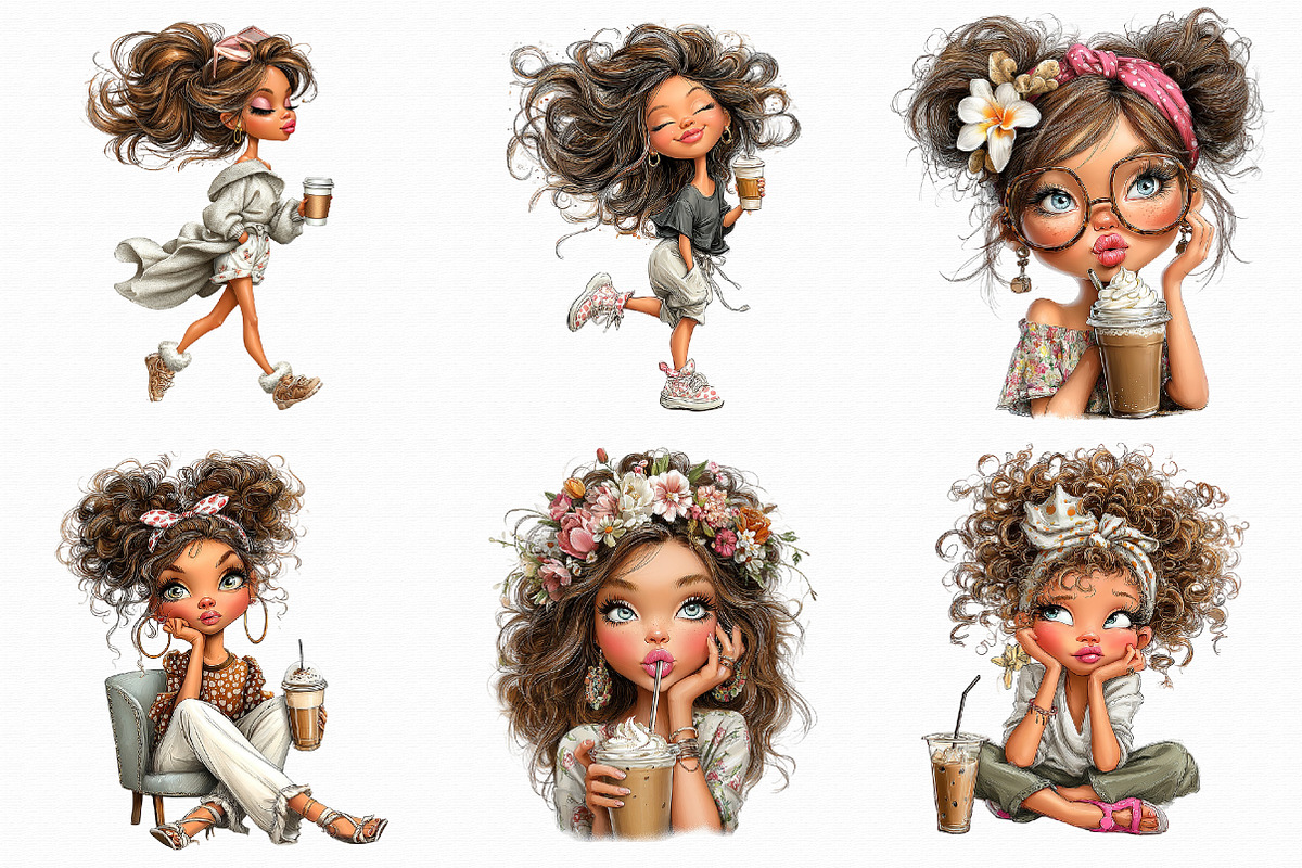 Whimsical Summer Coffee Girls Clipar, an Illustration by Libby Wishes (Photo 4 of 7)