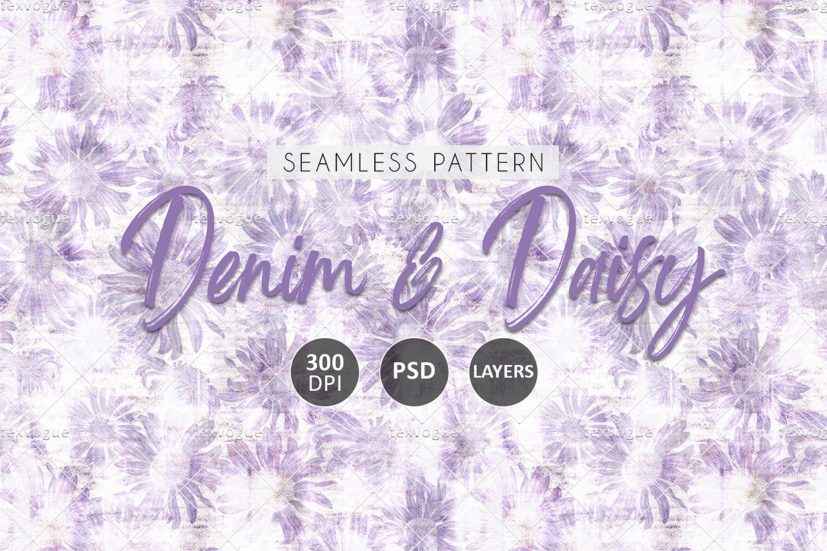 Denim & Daisy - Seamless Patterns, a Pattern Graphic by texvogue (Photo 1 of 20)