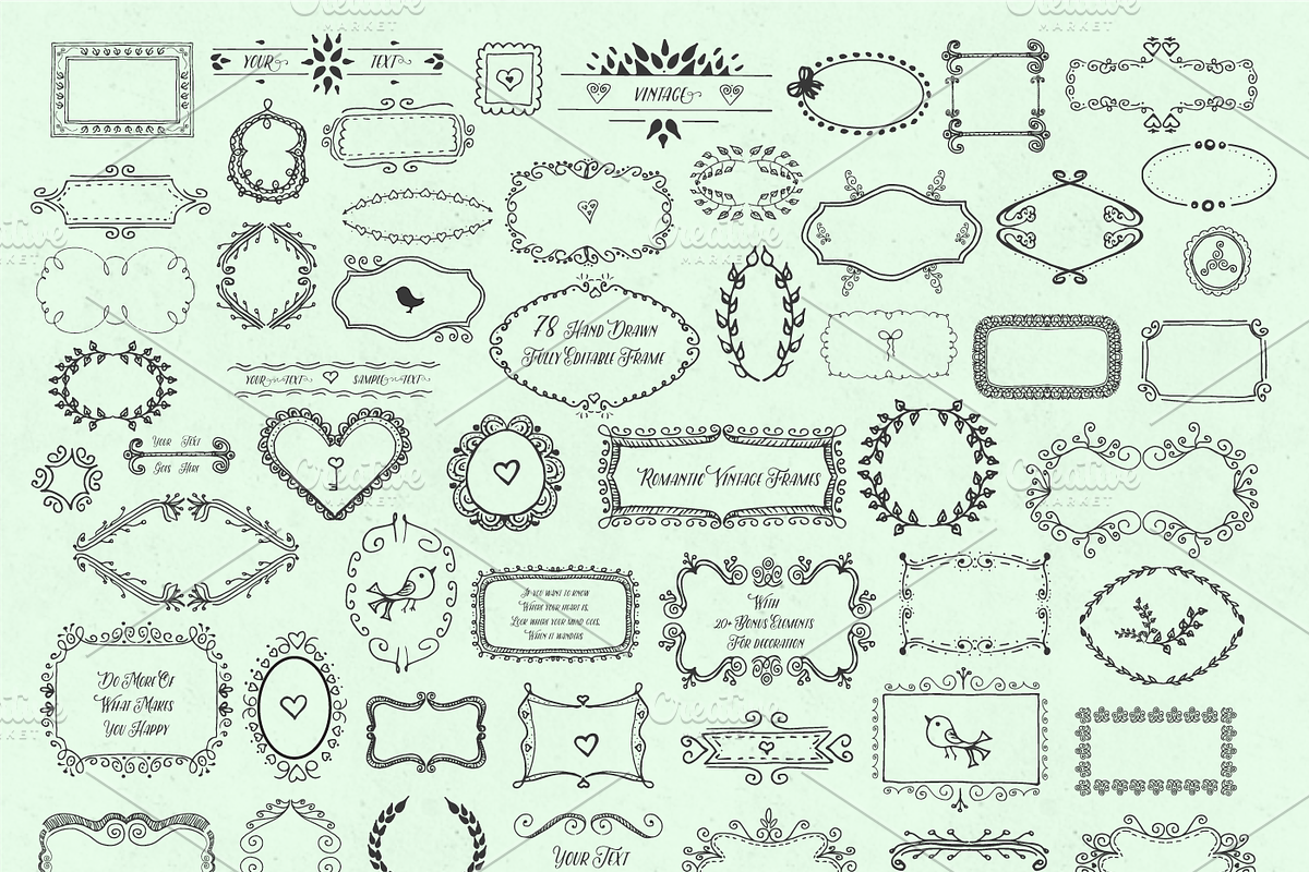 Frames - Hand Drawn Pack, an Illustration by Bugcessories (Photo 3 of 4)