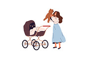 Families, parents with strollers set, a Person Illustration by PaperTrident (Thumbnail 6 of 9)
