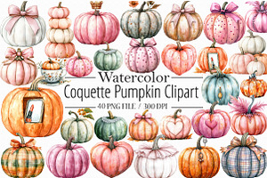 Coquette Pumpkin Clipart, an Illustration by Libby Wishes