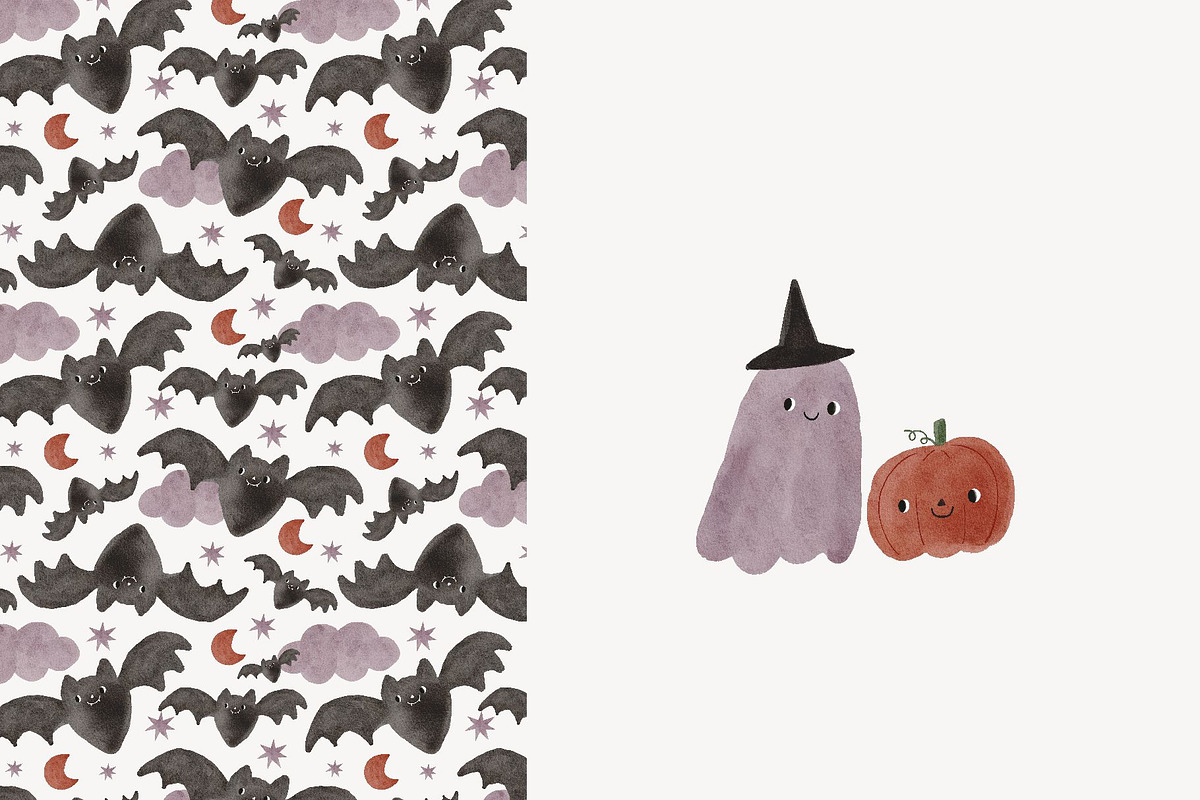 Happy Halloween Watercolor Clipart, a Decorative Illustration by Cute And Wild (Photo 4 of 6)