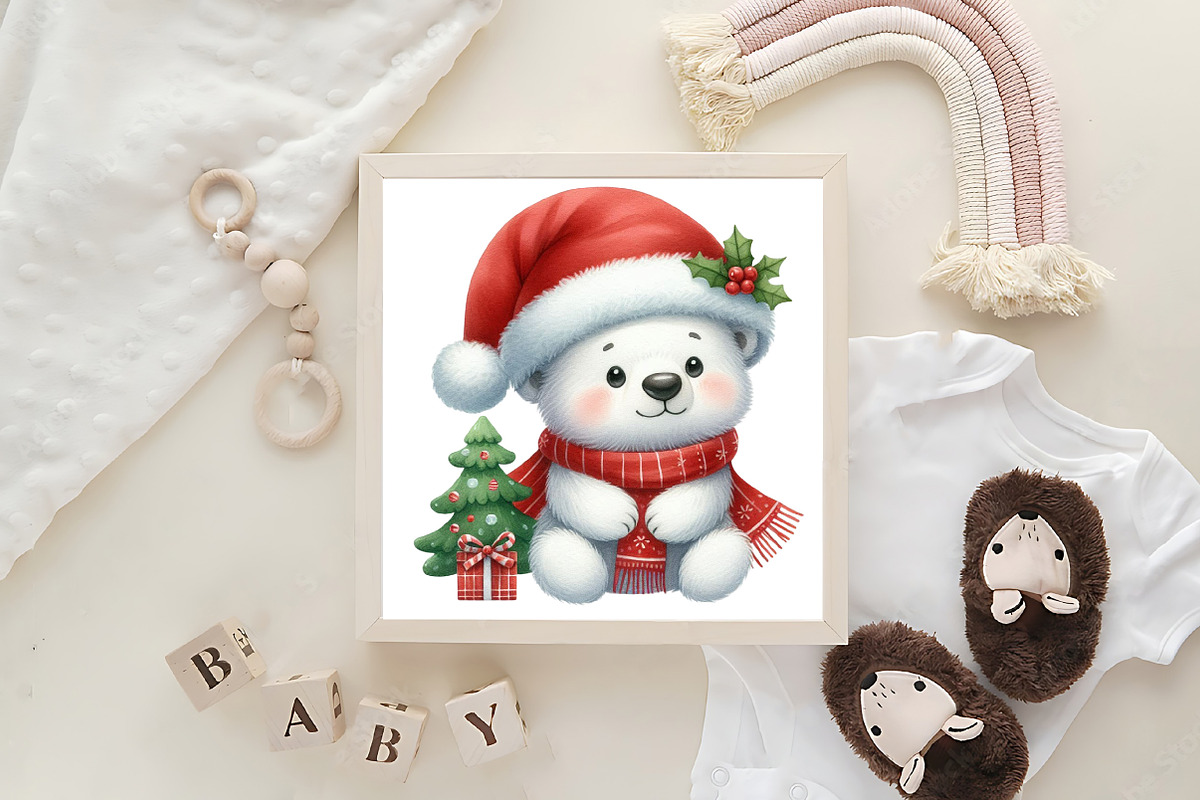 Cute Christmas Polar Bear PNG, an Illustration by Designking (Photo 4 of 4)