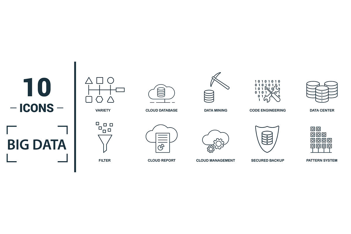 Big Data Line Icon Set, an Object Graphic by Aimagenarium@gmail.com (Photo 2 of 3)