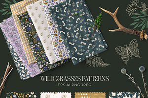 Wild Grass Mystic Pattern&clipart