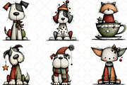 Watercolor Christmas Dogs Clipart, an Illustration by Black Bird Studio (Thumbnail 5 of 6)