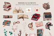 Book Lovers - watercolor set, an Illustration by CrystalinaShop (Thumbnail 3 of 4)