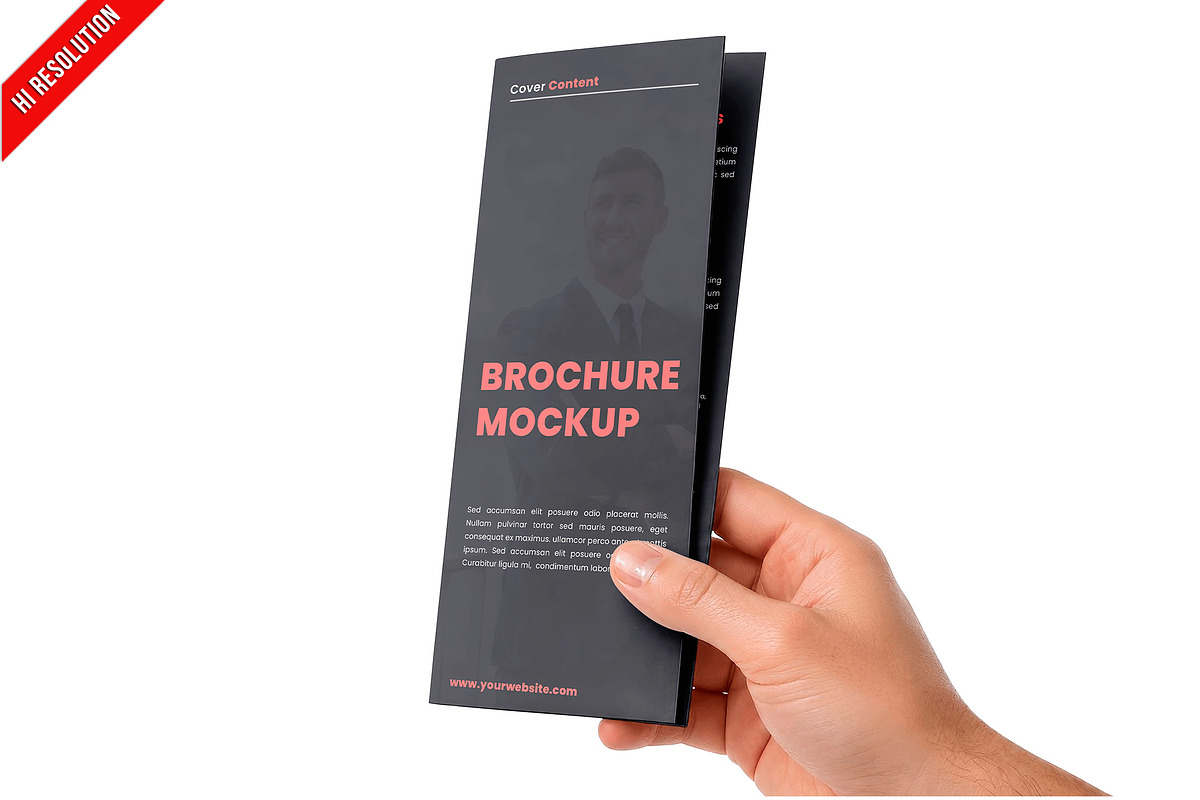 Trifold Brochure Single Hand PSD, a Merchandise Mockup by Bruno's Shop (Photo 1 of 3)