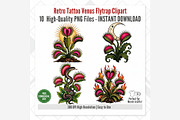 Retro Tattoo Venus Flytrap Clipart, a Seasonal Illustration by Tanya Kart (Thumbnail 8 of 8)