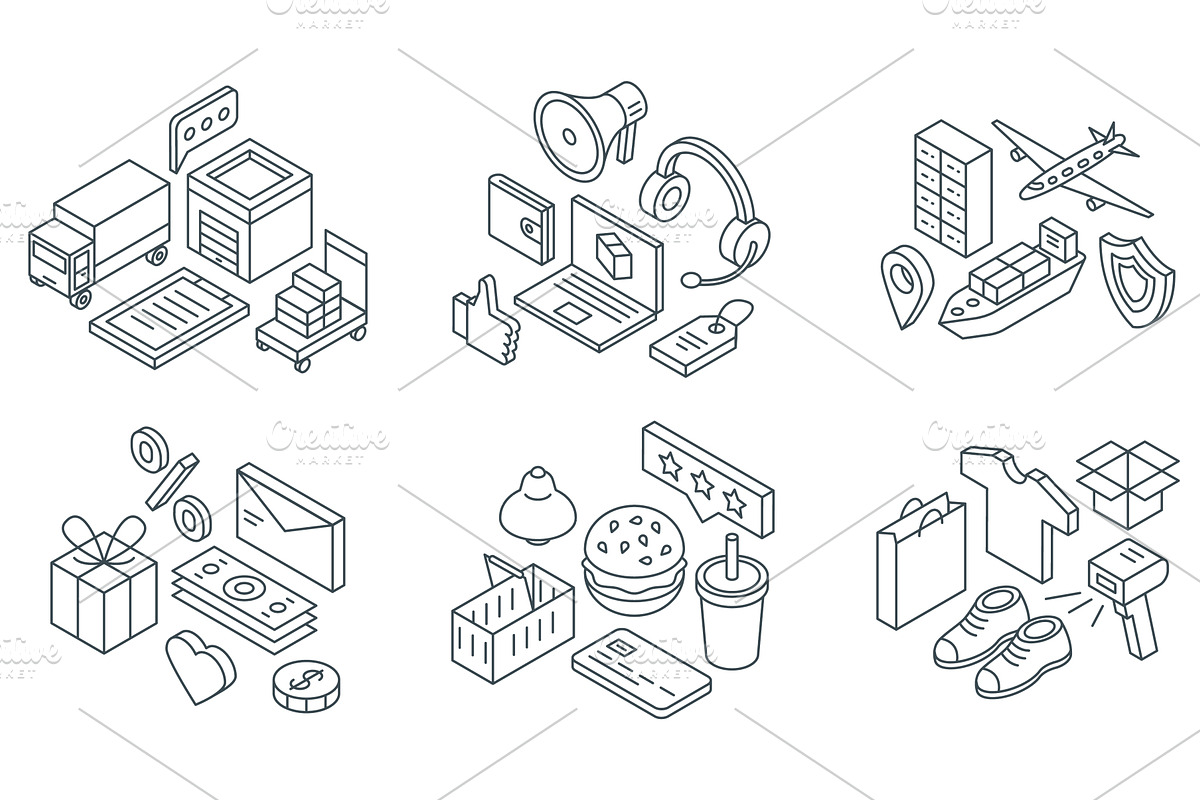 Online shopping concept. Isometric e, a Technology Illustration by Valerie Bodnar