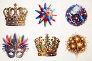 Festive Party Icons Happy New Year, a Seasonal Illustration by RobertsArt (Thumbnail 2 of 5)