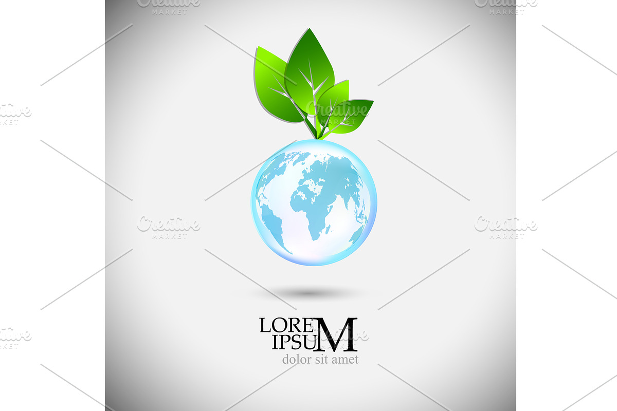Logo object: globe and green leaves, an Illustration by Nenahliadava Design