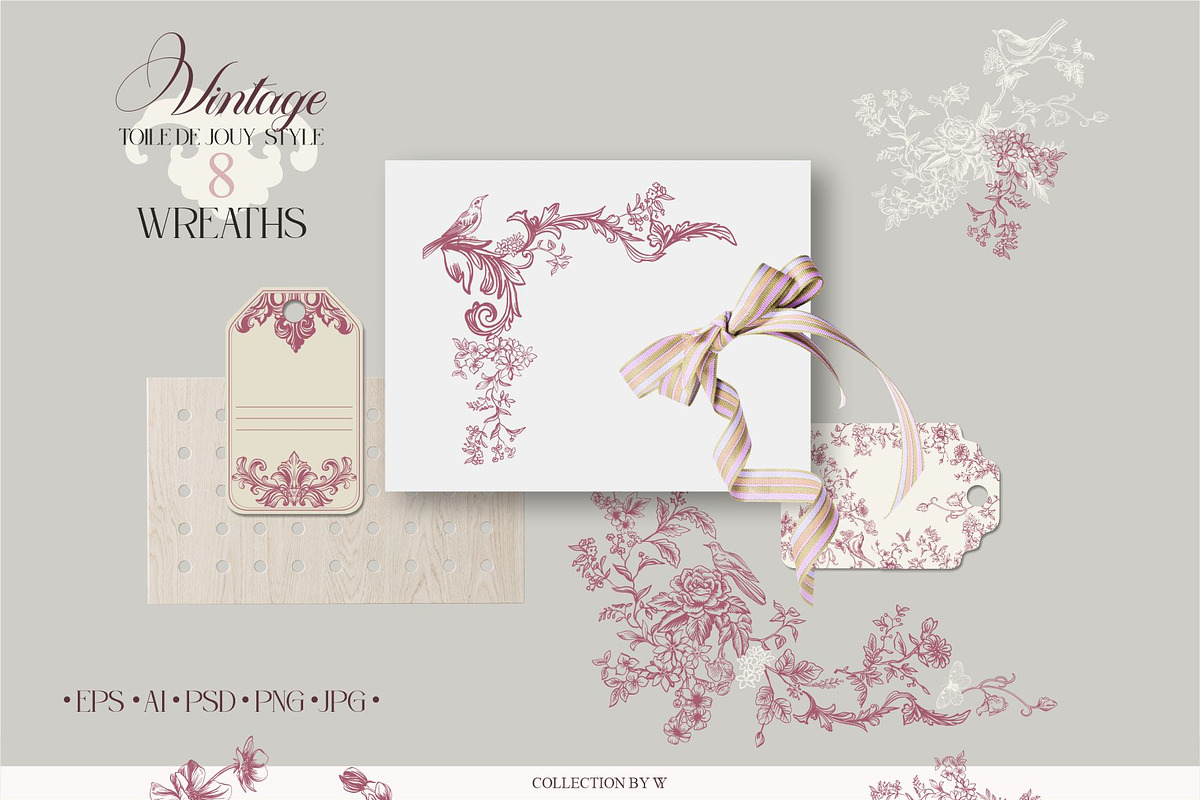 Vintage style Toile de Jouy, a Decorative Illustration by Collection by VY (Photo 9 of 10)