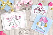 Romantic set with Cute Unicorns, a Decorative Illustration by MalniArt (Thumbnail 2 of 6)