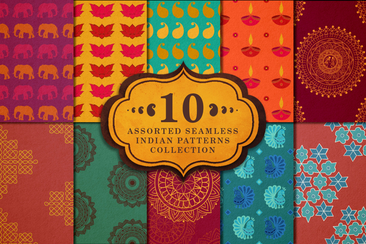 10 seamless indian patterns, a Pattern Graphic by Swathi Kirthyvasan (Photo 1 of 7)