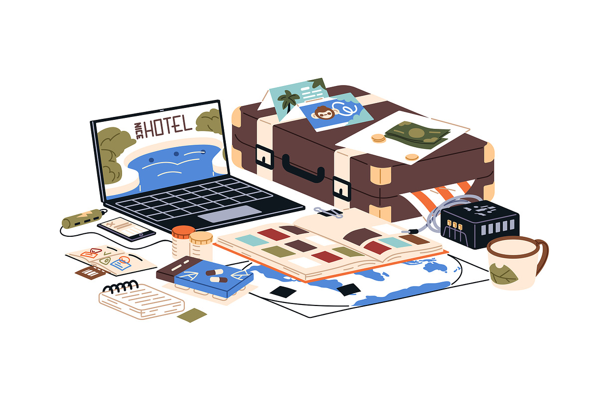 Baggage for travel set, banners, an Object Illustration by PaperTrident (Photo 6 of 11)