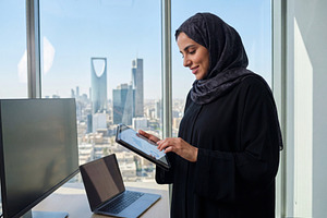 Saudi Businesswoman Working in a Mod