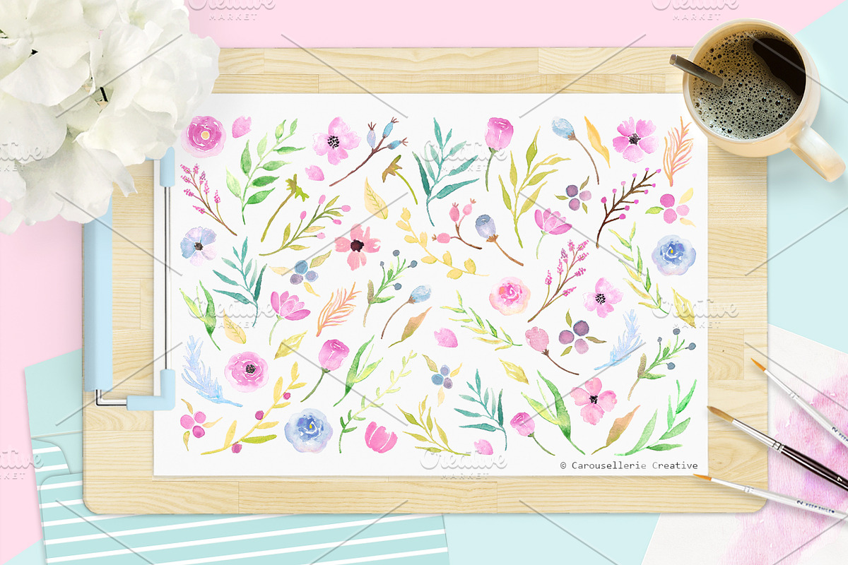 Spring Blooms - Watercolor Flowers, an Illustration by Carousellerie Creative (Photo 2 of 5)