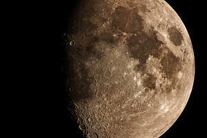 Detailed golden gibbous moon, a Nature Photo by Elena Vagengeim