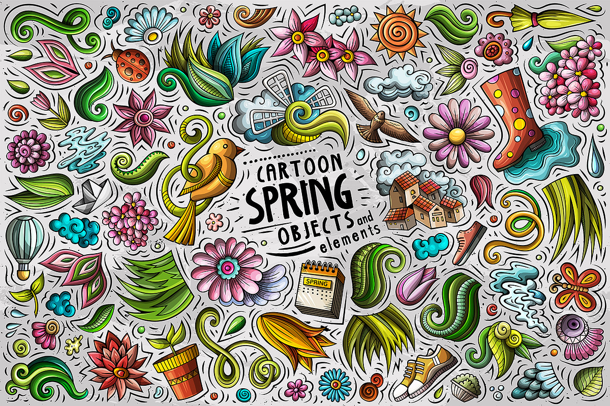 Spring Cartoon Objects Set, an Object Graphic by BALABOLKA (Photo 1 of 4)