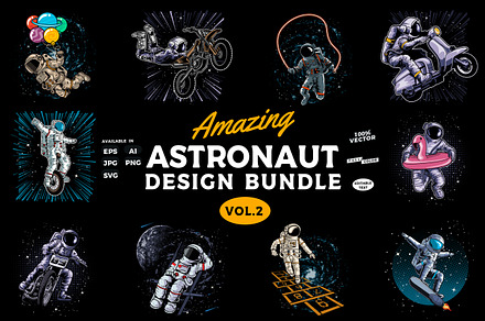 Amazing astronaut design bundle, a Technology Illustration by The BolzStudio