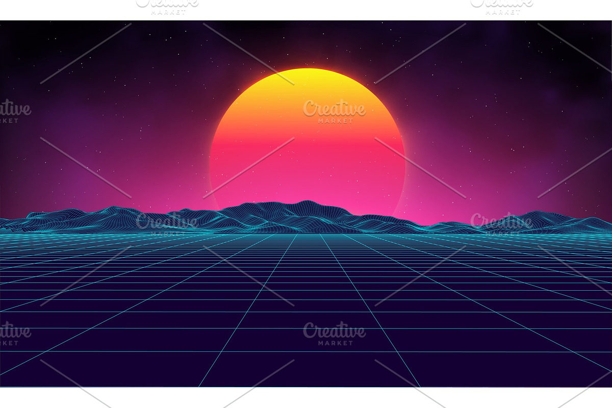 Retro landscape with sunset., a Technology Illustration by RDShop