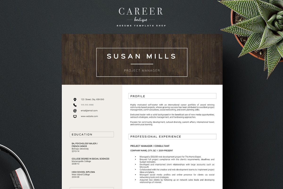 Modern Resume & CoverLetter Template, a Resume Template by careerboutique (Photo 4 of 6)
