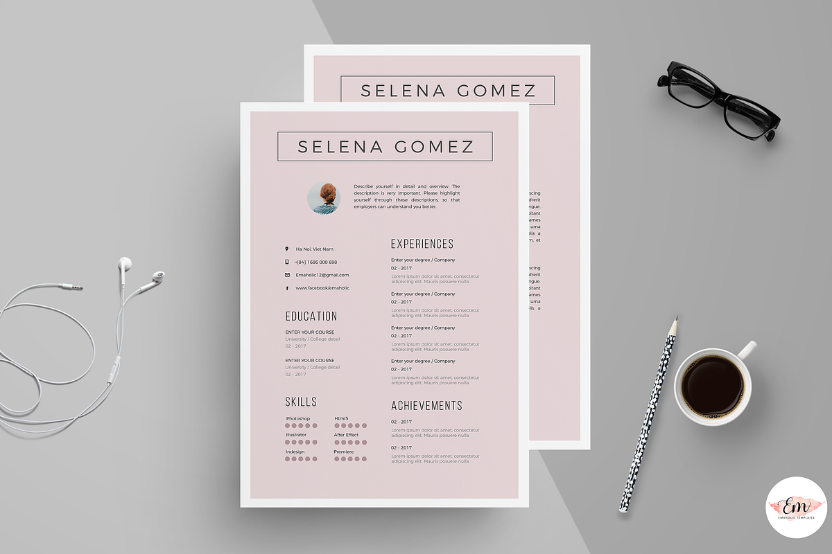Purple Elegant Resume, a Resume Template by Emaholic Template (Photo 3 of 5)