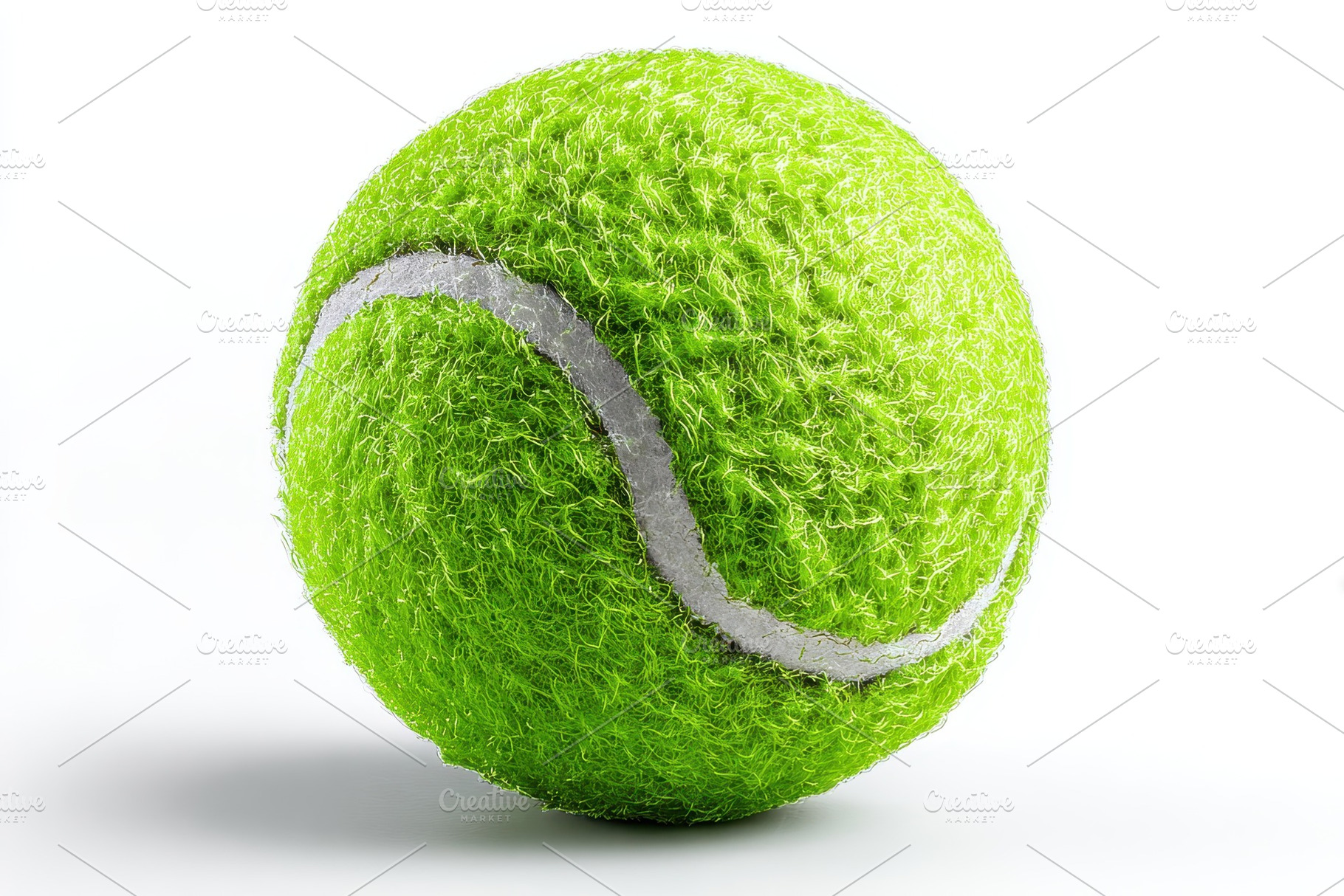 Green tennis ball isolated on white, a Photo by Pixeness Studio