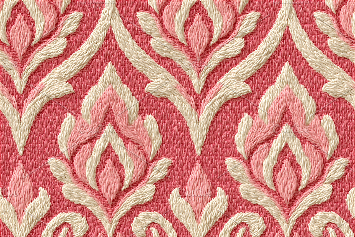 Seamless pattern repeating embroidered damask pattern showcasing, a Pattern Graphic by Studio ANNA