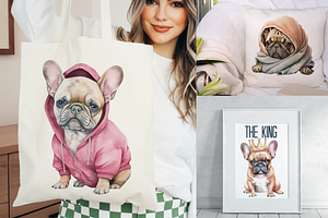 French Bulldog Watercolor Clipart