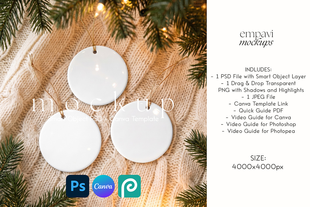 Ornament Mockup Set of 3, a Household Mockup by EmpaviMockups (Photo 1 of 5)