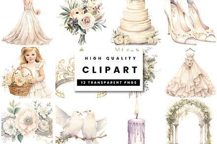 Beige Watercolor Wedding Graphics