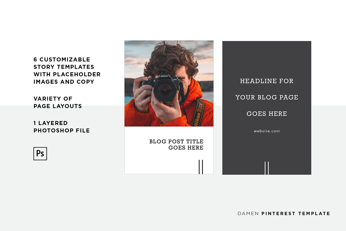 Damen Pinterest Template (PSD), a Social Media Template by Christie Evenson (Photo 2 of 5)