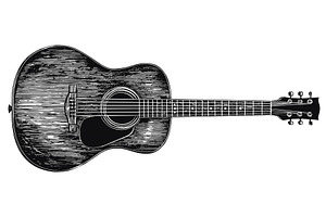 Acoustic Guitar Detailed Vintage, an Object Illustration by LadadikArt