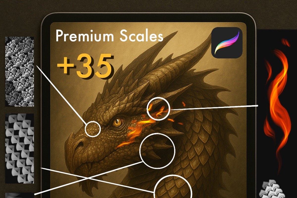 Dragon Scale Brushes for Procreate
