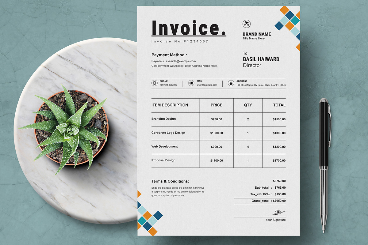 Invoice Design Layout, a Stationery Template by MightyDesign (Photo 1 of 8)