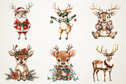 Christmas Reindeer Watercolor Clipar, an Illustration by RobertsArt (Thumbnail 7 of 7)