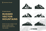 9 hand drawn vector mountains logos, an Object Illustration by Kick Wheel Goods (Thumbnail 1 of 8)