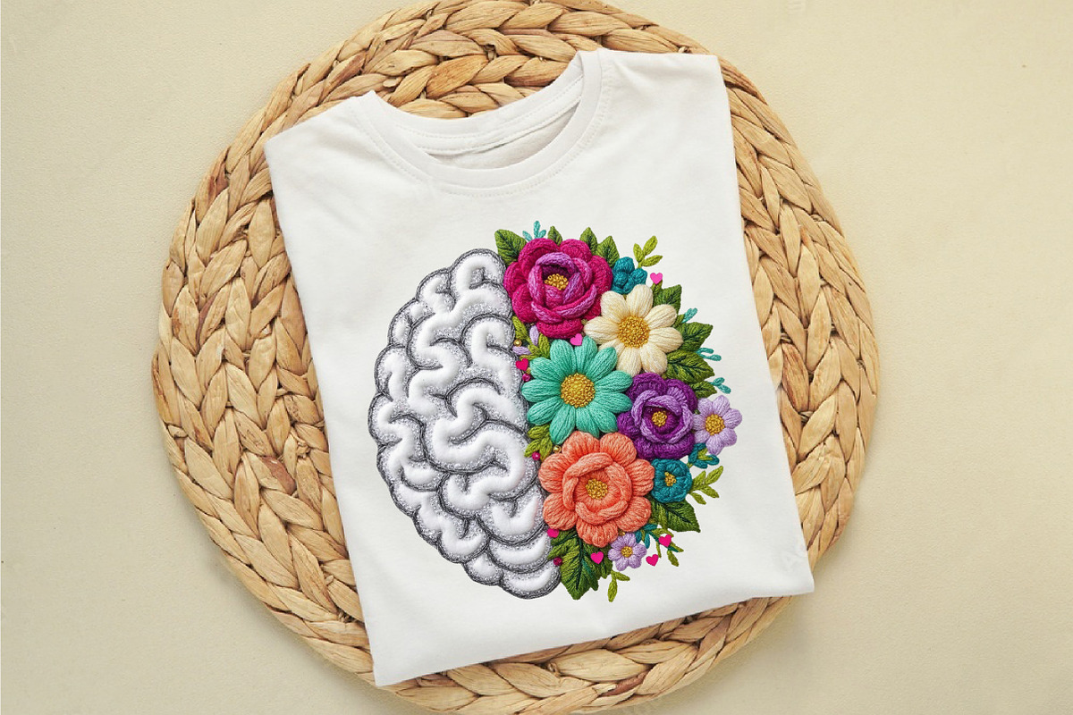 Mental Health Floral Brain Faux Yarn, an Illustration by designcity5 (Photo 8 of 9)