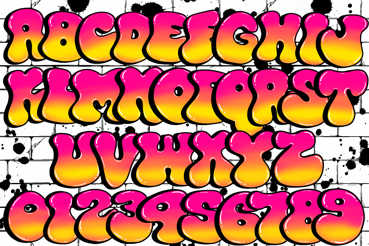 Retro Graffiti-PNG fonts, a Symbol Font by It me digital art (Photo 2 of 5)