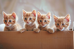 Little kittens in cardboard box, an Animal Photo by AlyaAnd