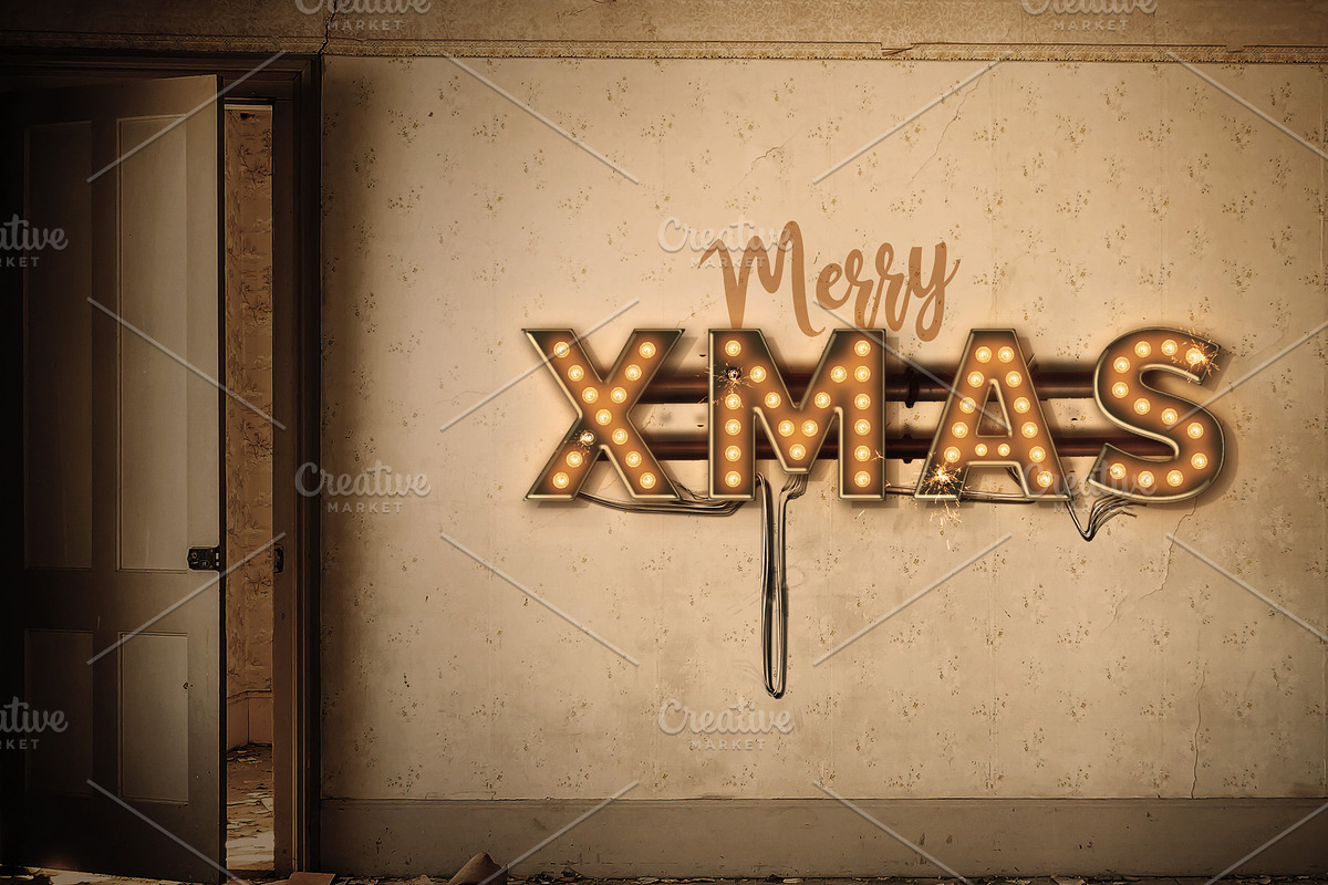 LightBulb Merry Christmas Signs, an Illustration by Solid Pixel (Photo 6 of 15)