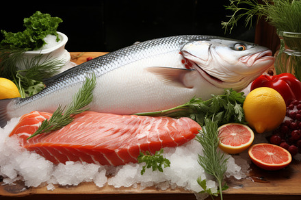 Fresh fish on ice at the fish market, seafood concept, a Food & Drink Photo by Natalia Klenova's Shop