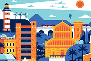 Mediterranean Sea Town Travel Poster, an Illustration by Alex Krugli (Thumbnail 6 of 7)