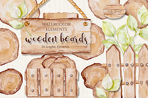 Wooden Boards Watercolor 