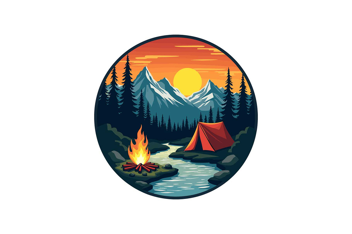 Sunset Forest Camping Badge Set, an Object Graphic by yasushie (Photo 11 of 13)