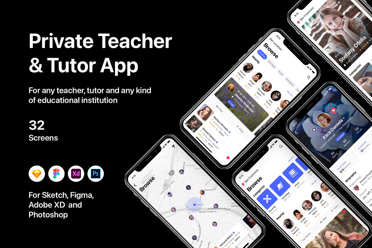 Private Teacher & Tutor App, an UI Kit Template by flr.24 (Photo 1 of 2)