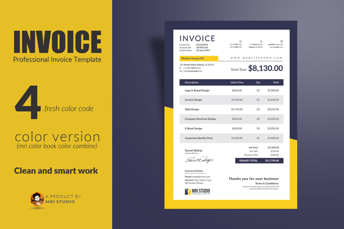 Creative Invoice Template, a Stationery Template by MRI STUDIO