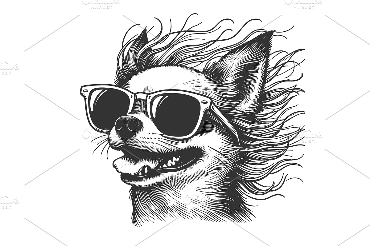 Cool dog in sunglasses and bandana, an Animal Illustration by AlexArt